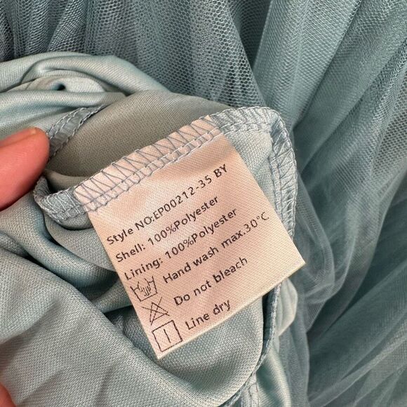 Ever Pretty Dusty Teal Tulle Mesh High Low Pearl Special Occasion Dress Size 6/M - Picture 10 of 14